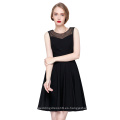 Kate Kasin Mujeres Contraste Muñeca Collar manga corta vestido Negro Flare KK000391-1